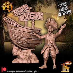 Salesman for used boates and coffins from Monkey Island for Tabletop by LostHobbyist (3d printed Miniature)