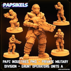 Papz Industries PMD Grunt Operators Units A-E by Papsikels Miniatures 32 mm Wargaming テーブルトップ用 印刷済み