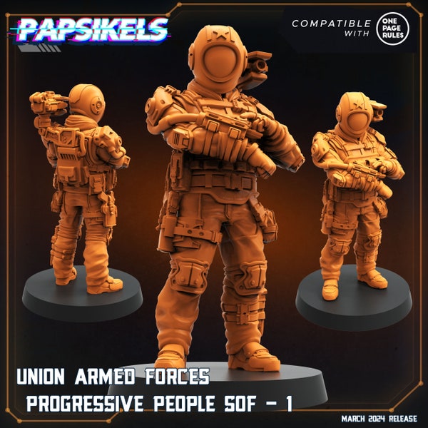 Union Armed Forces - Progressive People SOF Variant 1-6 by Papsikels Miniatures for 32mm Wargaming Tabletop printed AVP Prodos GF9 Predator