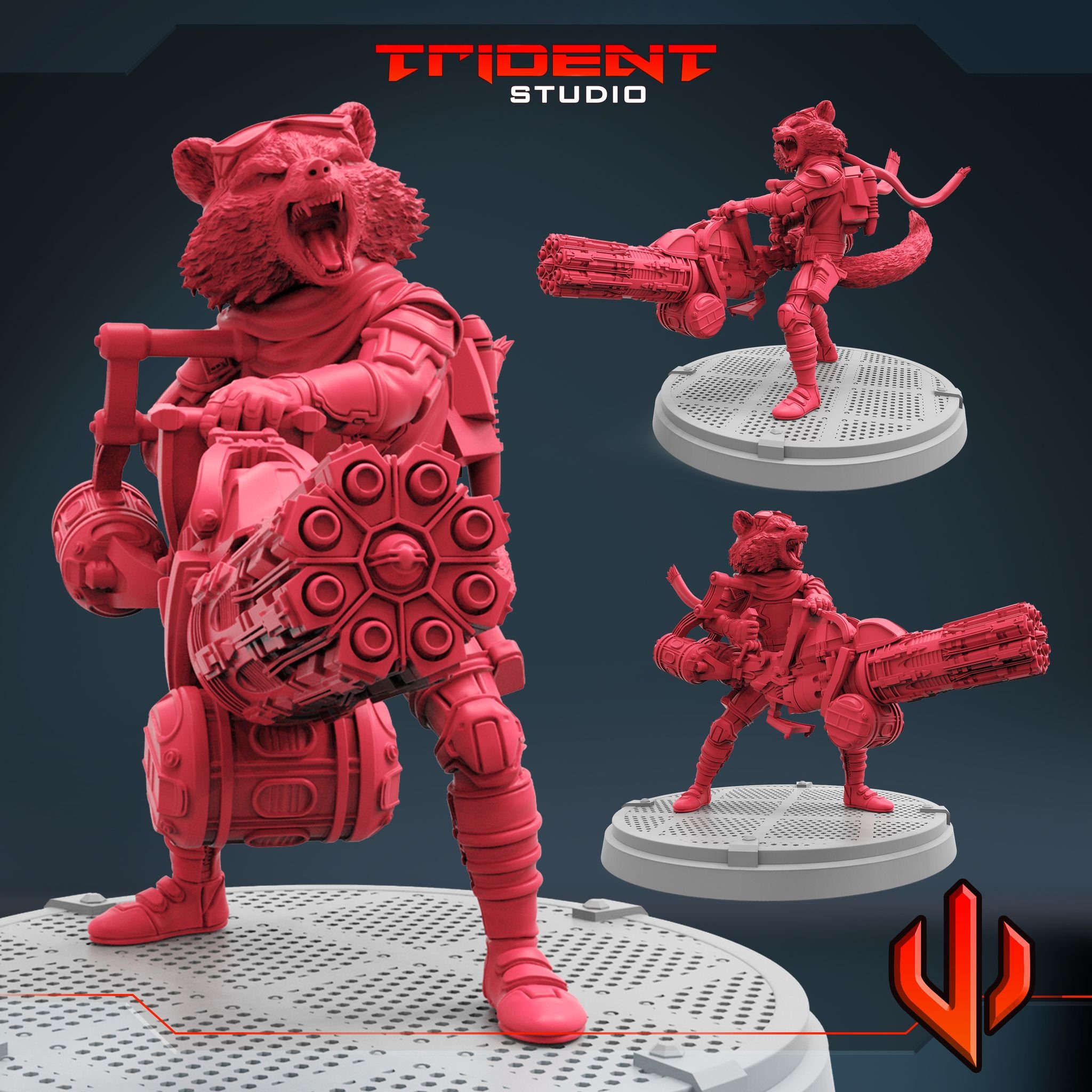 Rocket Racoon aka Trash Panda / Rabbit (Guardians of the Galaxy) by Trident Studio for 40 mm - 3d printed Resin Marvel Crisis Protocol