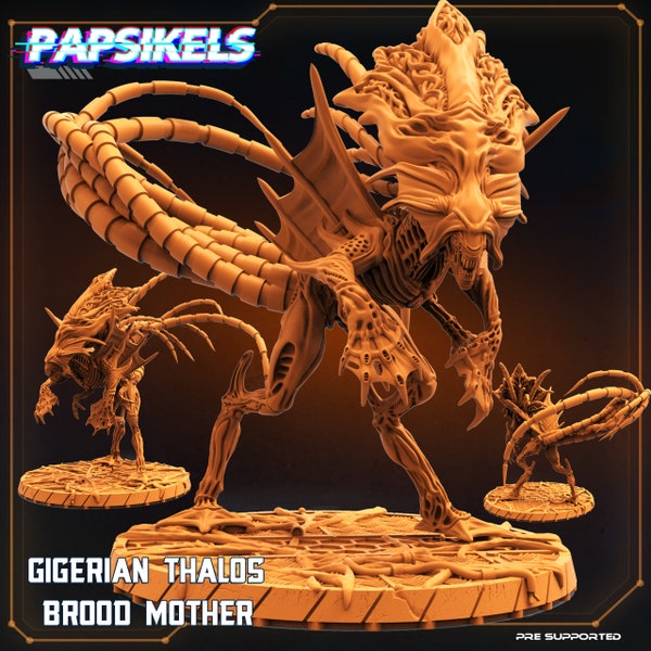 Gigerian Thalos Brood Mother (Aqua Alien Queen) 32 mm Miniature - Papsikels Aliens vs Humans AVP Prodos GF9 3dprint Tabletop