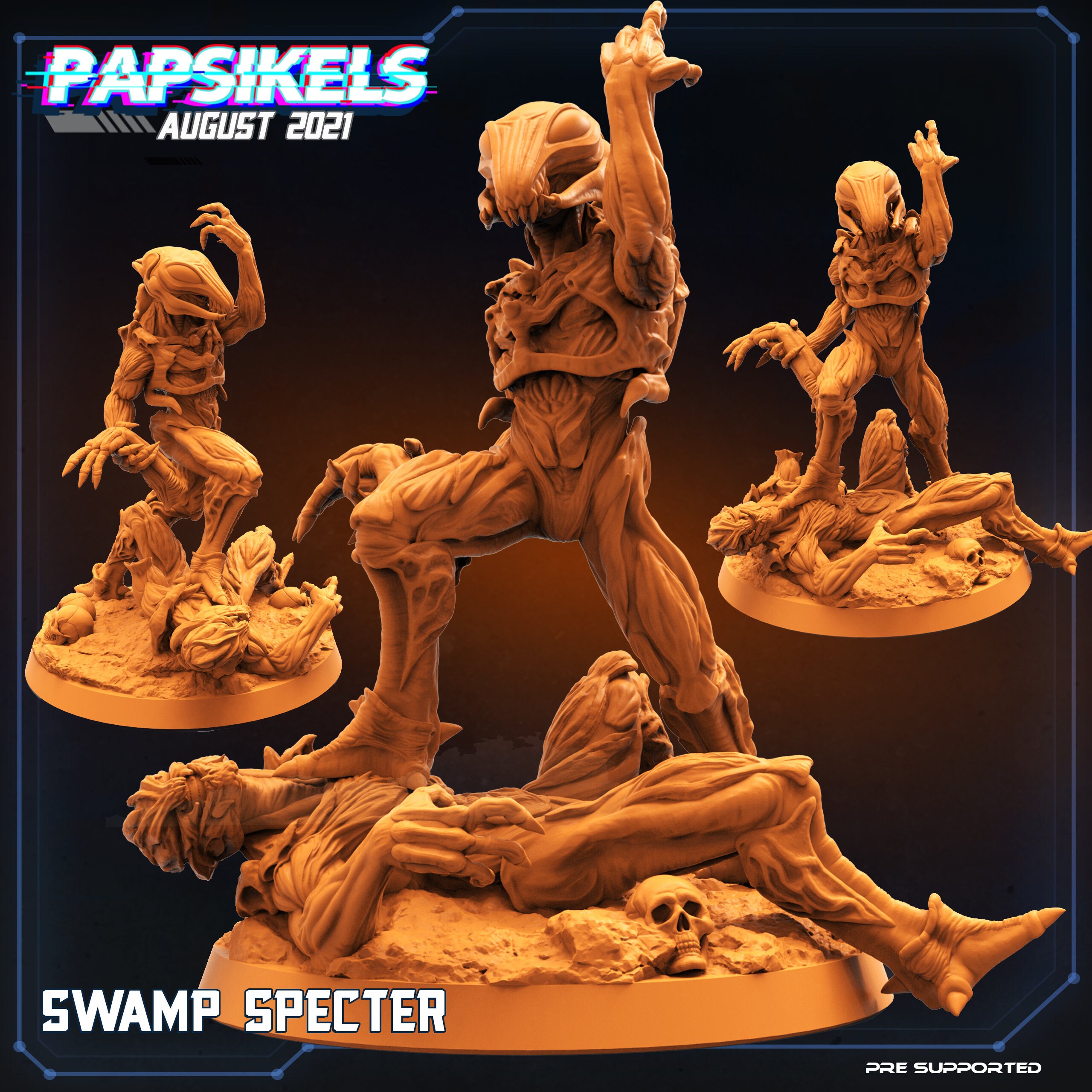 Swamp Spectre from AVP Alien vs Predator "Skull Hunters" by Papsikels Miniatures for 32 mm Wargaming Tabletop 3d printed Resin