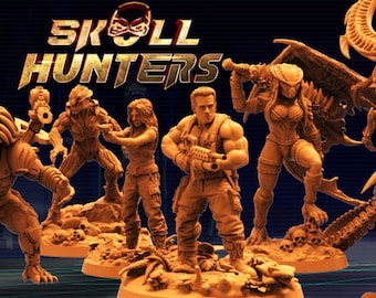 AVP Alien vs Predator &quot;Skull Hunters&quot; by Papsikels Miniatures for 28 mm 32 mm Wargaming Tabletop 3d printed Resin