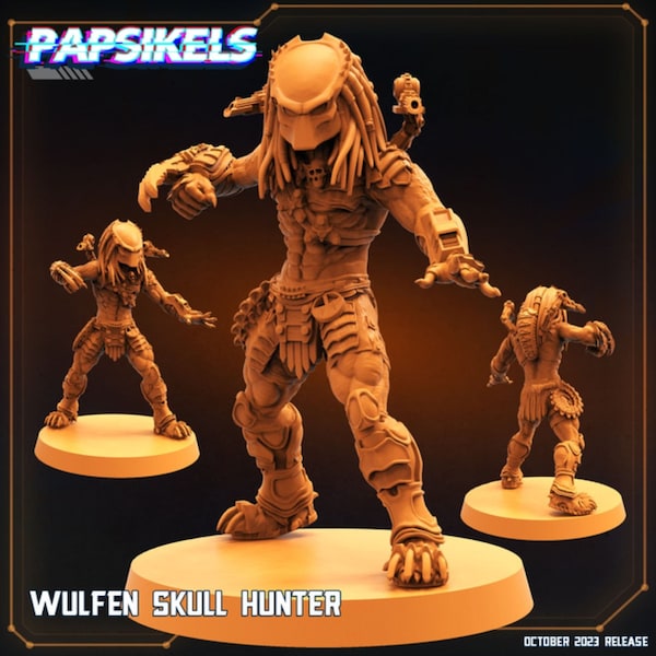 Wulfen Skull Hunter by Papsikels Miniatures for 32mm Wargaming Tabletop printed Resin AVP Prodos GF9 Predator