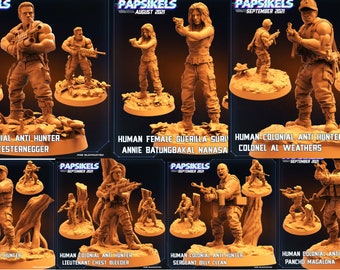 Human Squad from Predator &quot;Skull Hunters II&quot; by Papsikels Miniatures for 32 mm Wargaming Tabletop 3d printed Resin AVP Alien