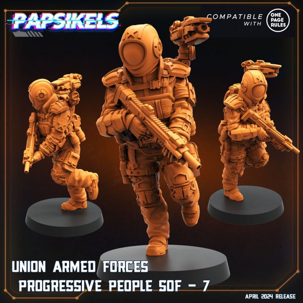 Union Armed Forces - Progressive People SOF Variant 7-12 by Papsikels Miniatures for 32mm Wargaming Tabletop printed AVP Prodos GF9 Predator