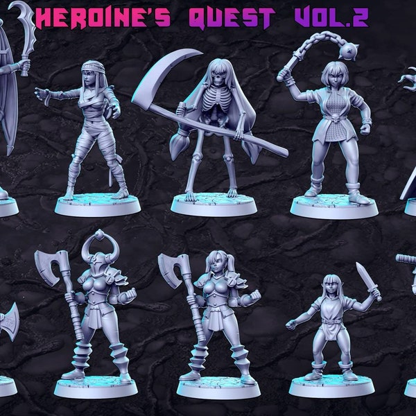 Heroine's Quest Vol.2 female Miniatures for Hero Quest, Dnd, Rpg, TTrpg and JRPG 32mm 28mm 54mm von RNE Studio 3d Druck