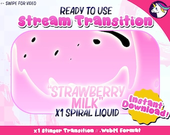 x1 PINK &quot;Strawberry Milk&quot; Spiral Liquid Twitch STRINGER TRANSITION | Stream, Streamer, .webm, Colorful, Pastel, Cute, Kawaii, Quality obs