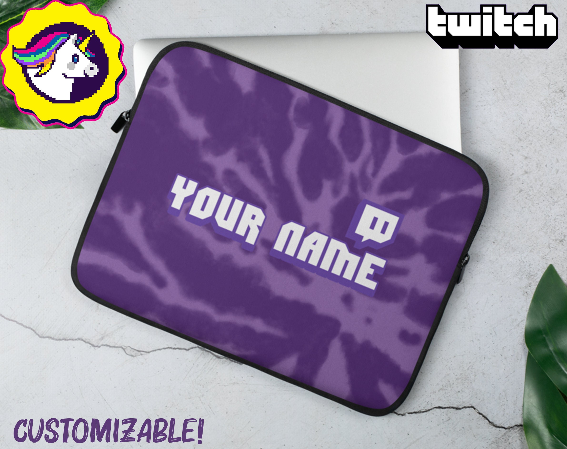 CUSTOM TWITCH Laptop Case Cover | Username Your Channel Logo | Personalized Streamer Gift | Twitch Merch | Customized Case For Streamer