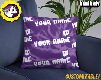 Custom Twitch Channel Name Logo Throw Pillow | Streamer&#39;s Gift | Twitch Merch | Gifts For Streamer | Twitch Affiliate | Twitch TV | Streamer