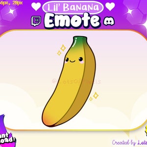 Emote Lil' Banana per Twitch e Discord / Channel Point / Streaming, Streamer, Icona, Emoji, Divertente, Carino, Kawaii, Qualità, Frutta, Cibo, Giallo