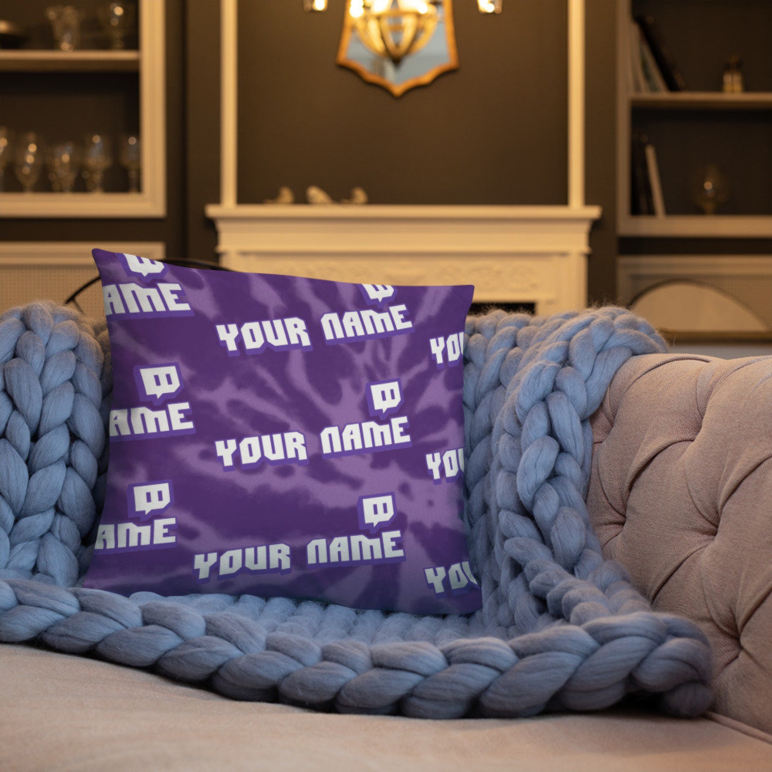 Custom Twitch Channel Name Logo Throw Pillow Streamer's Gift Twitch