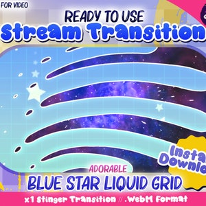 Bleu nuit étoilée LIQUIDE Grid Twitch Stinger TRANSITION | Flux, Streamer, .webm, Simple, Coloré, Espace, Mignon, Girly, Obs, Qualité