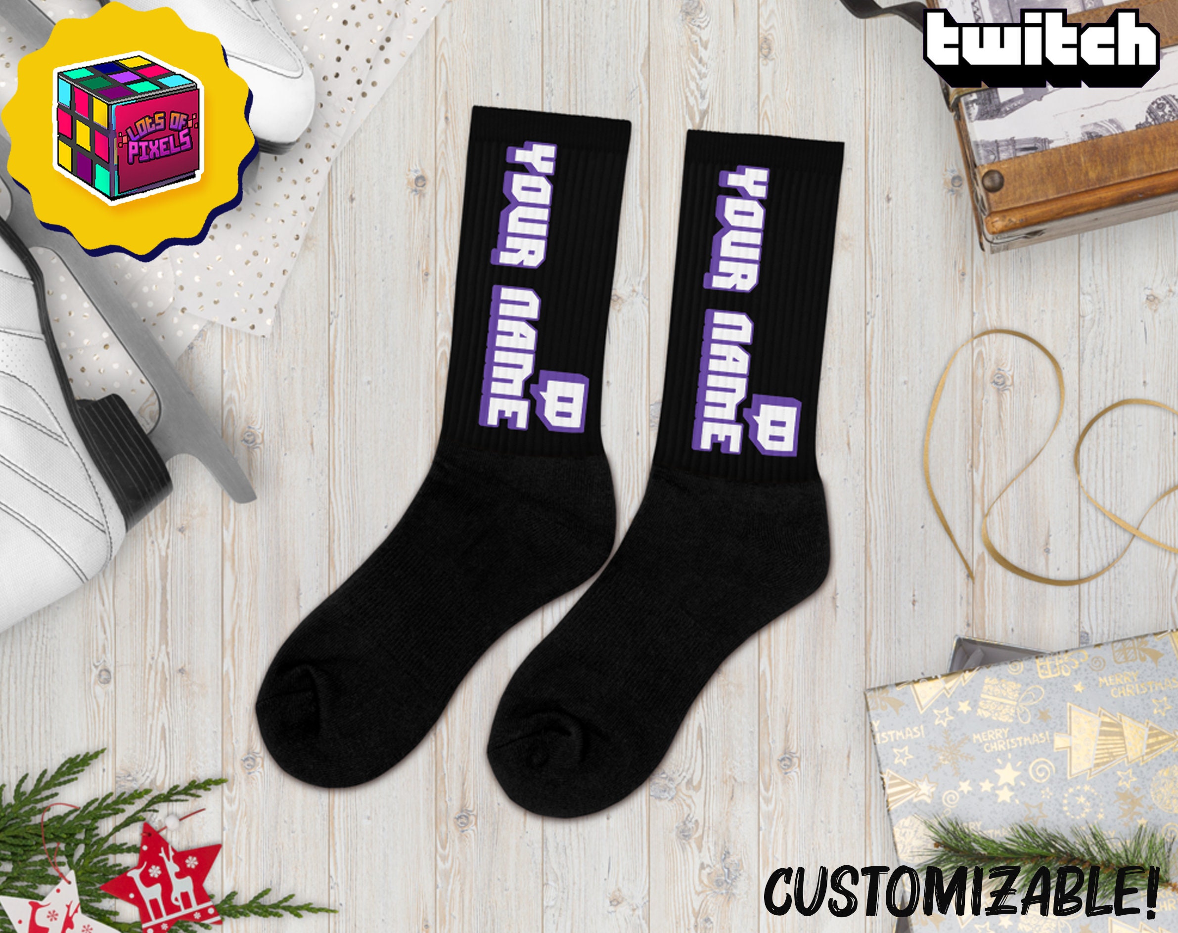 Custom Twitch Channel Name Logo Socks Streamer's Gift Twitch Merch