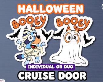 Halloween Blue Heeler Inspired Magnet, Booey Mummy Character Cruise Door Decor, Bingo Ghost Halloween Magnet, Large or Small Cruise Sets