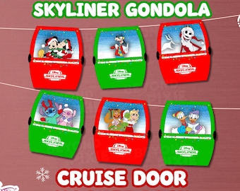 Holiday Skyliner Gondola Cruise Door Magnets, Festive Character Decor (6 or 12 Pack)