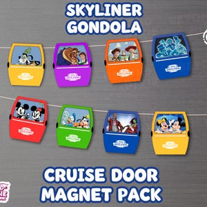 Imanes para puerta de crucero Skyliner de Walt Disney World (paquete de 12) Decoración de cabina de góndola para puertas de camarotes de cruceros de Disney y ventiladores de parques temáticos