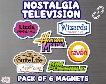Nostalgia TV Show Logo Magnets, Early 2000s Teen Series, Cruise Cabin Decor (6 Pack)