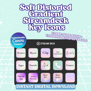 Cubiertas de iconos de Streamdeck con degradado pastel (PNG, 73 archivos)