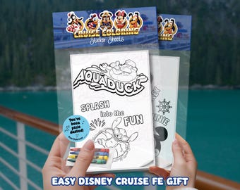Disney Cruise Fish Extender Pixie Dust Gift 5 Pack Coloring Sticker Sheets, Cruise Themed Sticker Coloring Pages with Optional Crayons Kids
