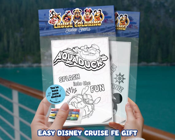 Disney Cruise Fish Extender Pixie Dust Gift 5 Pack Coloring Sticker Sheets, Cruise Themed Sticker Coloring Pages with Optional Crayons Kids