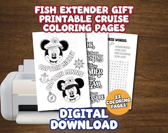 Disney Cruise Fish Extender Printable Coloring Kit – 22 Page Digital Download PDF, Cruise Sticker Pages, DIY Booklet & Toppers