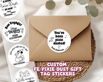 White Pixie Dust Cruise Gift Stickers Personalized with Stateroom Number or Family Name – Disney Cruise Fish Extender Labels Pack of 30-120