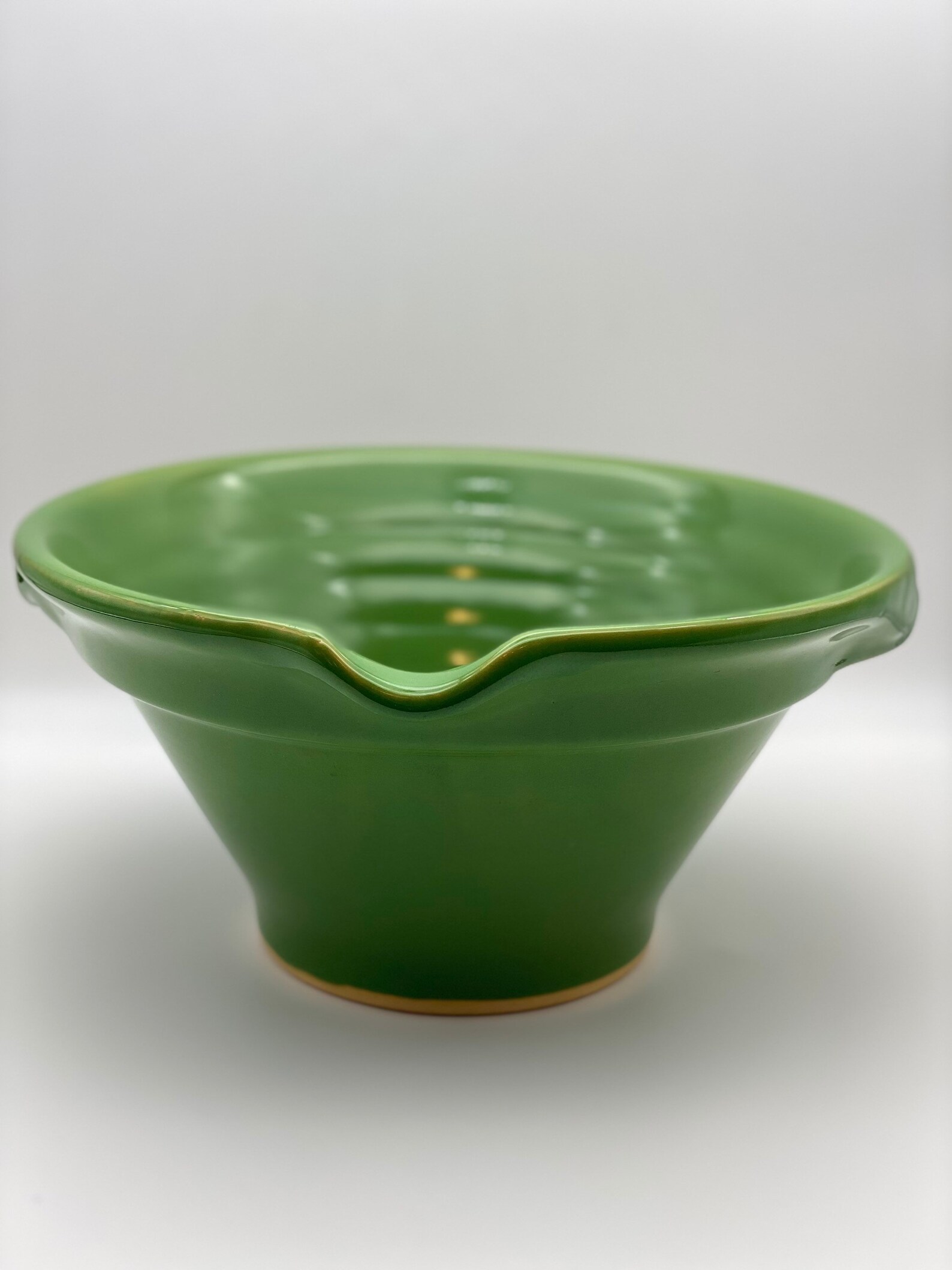 Vintage Yellow Ware Over and Back Green Ceramic Pottery Mixing Etsy