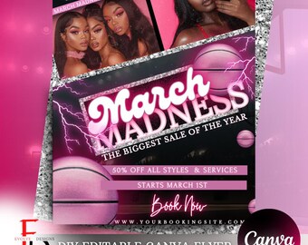 March Madness Sale Flyer | Editable Canva Template | DIY Business Marketing Flyer for Promotions & Events
