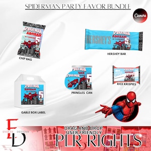 Envoltorio de bolsa de papas fritas de Spiderman - Spider-Man - Peter Parker - Lata de Pringles - Rice Krispies - Barra de Hershey - Archivo digital - Personalizable