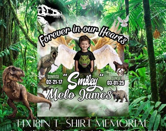 Dinosaur Memorial T-Shirt Template | 14x18in Editable Canva Design | In Loving Memory of a Little Angel