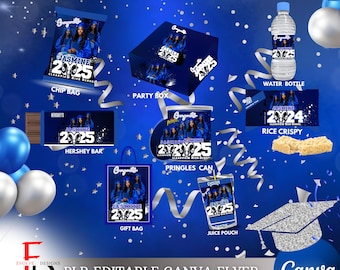Blue Graduation Party Favor Template Bundle (Digital Download)