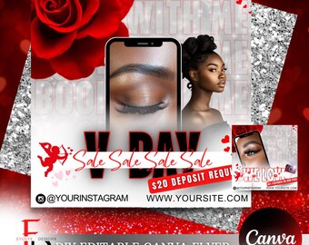February Booking Flyer, Valentine’s Day Flyer, Valentines Hair, February Hair, February Lash, Valentines Hair Braids Wig Nail Lash Makeup