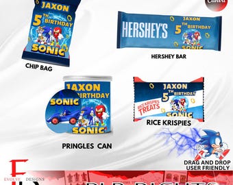 Sonic Birthday Party Printables: Favor Labels & Decoration (Digital Download)