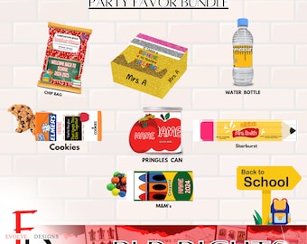 Editable Teacher Favor Bundle: Chip Bags, Water Bottle Labels (Instant Download)