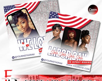 Diy Labor Day flyer, Hairstylist's Labor Day flyer, Red, white, and blue Labor Day flyer, Labor Day flyer, lash Labor Day flyer, Nail tech