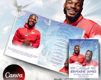 Memorial Design, Editable in canva, In Loving Memory Obiturary Design Template, Perfect for Sublimation, DTF or DTG, RIP Heaven,