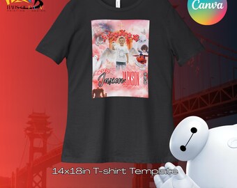 14x18 Robot Memorial T-Shirt Canva Template • Angel Theme Kids Tribute Design • Editable Funeral Shirt Layout • Instan