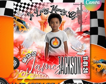 Hot Wheels Memorial Flyer: Angel Wings Tribute, Canva Template (Digital Download)