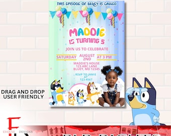Easy Editable Invitation Template - Bluey