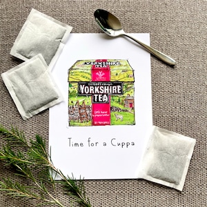 YORKSHIRE TEA PRINT - Tea Lover Illustration - Time for a Cuppa - A5 Unframed Art Print