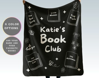 Manta personalizada para amantes de livros, feita em tecido sherpa minky, ideal para bibliotecários e leitores. Presente perfeito para quem ama ler ou escrever. Manta de lã macia e divertida para professores de inglês.
