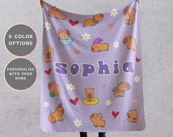 Personalized Capybara Blanket Minky Sherpa Throw Capybara Lovers Carpincho Home Decor Capy Birthday Gift Mothers Day Animal Camping Blanket