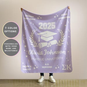 2025 Graduation Blanket Personalized Graduation Gift Class of 2025 Custom Name Blanket University College High School Senior Graduate Gift