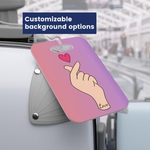 Custom Kpop Kdrama Luggage Tag Finger Heart Korean Love Yourself Merch for Suitcase Monogram Tag Personalized Travel Name Tag BTS gift
