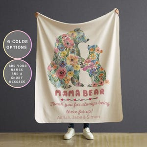 Mama Bär Decke Personalisierte Rosa Blumenmuster Mama Geburtstagsgeschenk Fleece Cover Muttertag Benutzerdefinierte Nachricht Love Token Werfen Sherpa