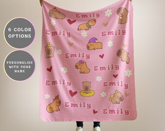 Capybara Mädchen Name Decke Minky Sherpa Tier Kinderzimmer Dekor Kleinkind Geburtstagsgeschenk für Kinder Mädchen Urlaub Geschenk Baby-Dusche-Geschenk