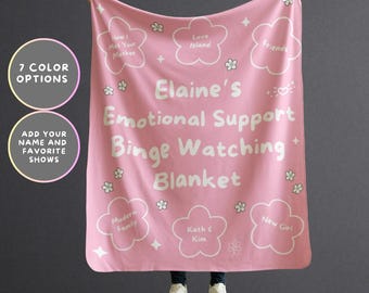 Emotionale Unterstützung Binge Watch Decke Personalisiert mit Lieblingssendungen Gemütliche Decke Fleece Sherpa Geschenk für ihre Piercings-Geschenkidee