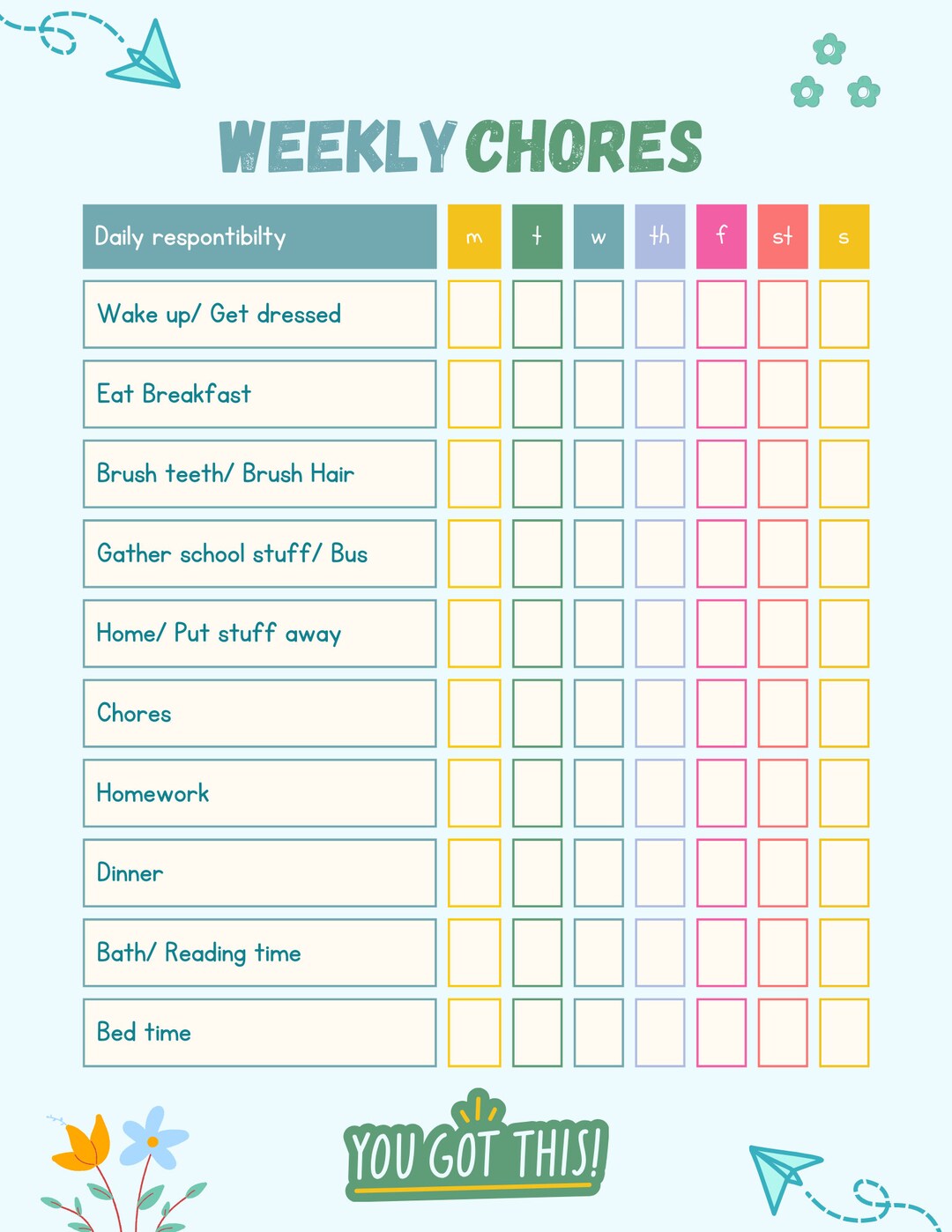 Kids Chore and Task Charts (2 Charts) - Etsy