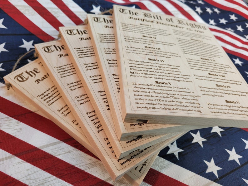 USA Bill of Rights Laser Engraved Hardwood Sign Hand Crafted Patriotism ...